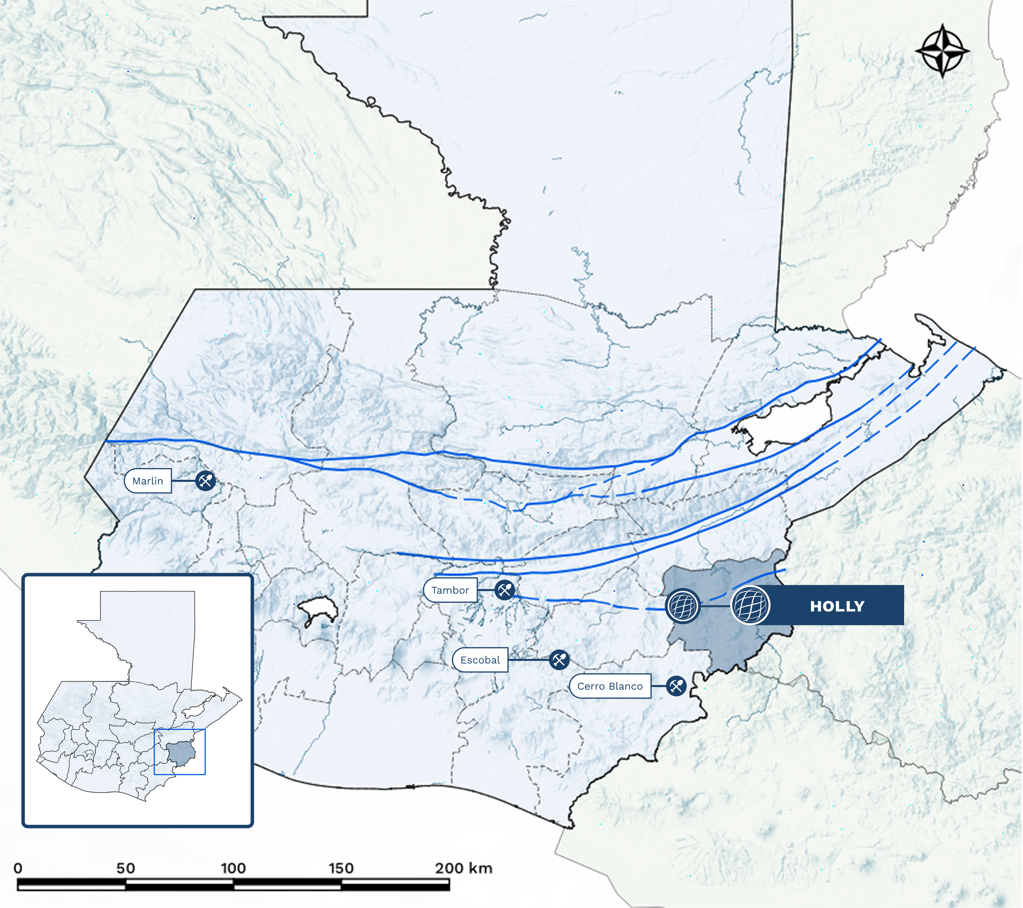 Holly location map, Guatemala