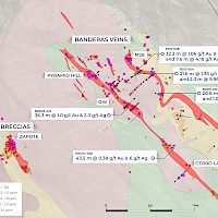 Figure 2- Banderas Significant Drill Results and View Zone