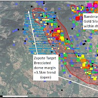 Figure 5- Zapote: 3.5km strike length gold silver geochemical target - undrilled