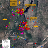 Figure 5- Plate Verde satellite imagery and rock chip samples